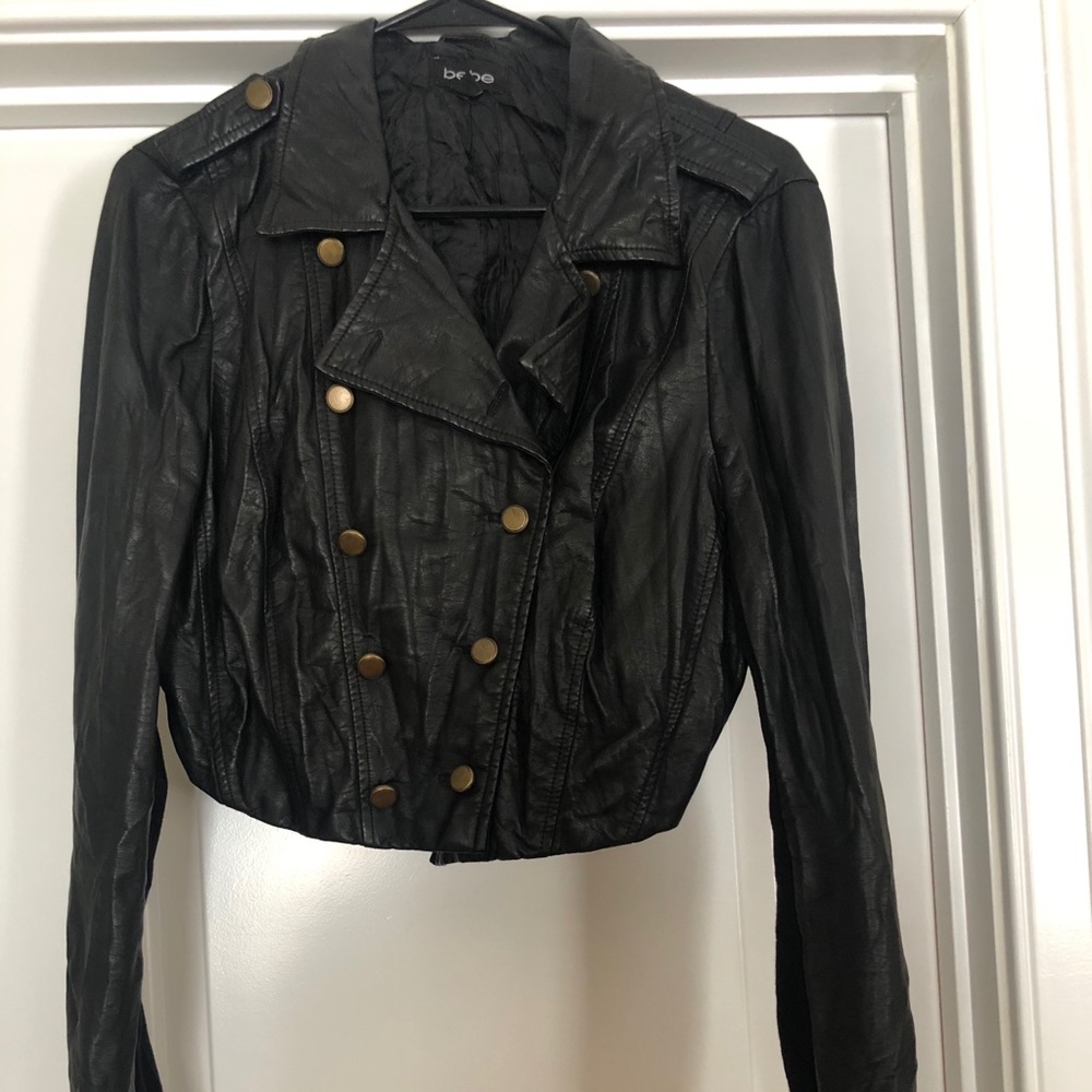 Black leather Bebe jacket